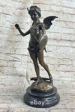 Art Déco St. Valentin Jour Cupidon Ange Bronze Sculpture Statue Figurine Ouvre