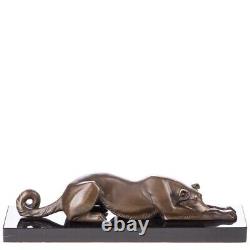 Art Deco bronze figure of a lying greyhound