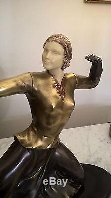 Art Deco statue sculpture chyselephantien bronze Diane chasseresse 1930 Scali