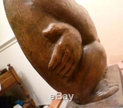 Art Deco wooden chimpanzee sculpture signed J W Sykes 1933