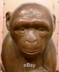 Art Deco wooden chimpanzee sculpture signed J W Sykes 1933