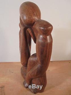 Art déco 50 Rare Sculpture Bois Anthropomorphe DLG H. Moore H. Matisse A. Noll