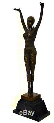 Art déco danseuse sculpture en bronze sur socle en marbre signé Chiparus