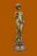 Auguste Moreau Fille Fleur Bronze Sculpture Art Déco Marbre Base Figurine