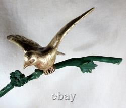 BECQUEREL sculpture animalière ART DECO Bronze oiseaux sur branche -1930