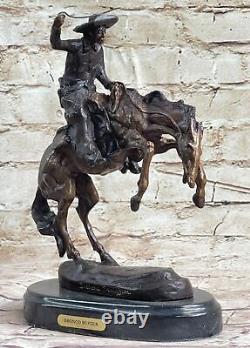 BRONCO Buster Par Remington Bronze Sculpture Art Déco Fonte Figurine Statue