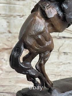 BRONCO Buster Par Remington Bronze Sculpture Art Déco Fonte Figurine Statue