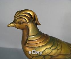 Bronze Animalier Art Deco Signe Hugues / Sculpture 1930 Faisan En Bronze