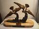 Bronze Sculpture Les Mouettes Sur Une Vague H. Molins Annee 1940 Art Deco
