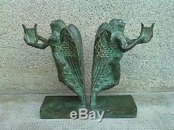 BRONZE serre-livres BOULAY-HUE cire perdue VALSUANI sculpture MUSE bookends