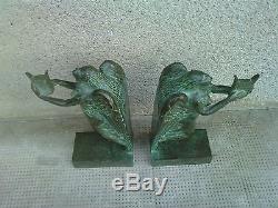 BRONZE serre-livres BOULAY-HUE cire perdue VALSUANI sculpture MUSE bookends