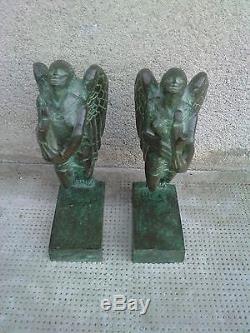 BRONZE serre-livres BOULAY-HUE cire perdue VALSUANI sculpture MUSE bookends