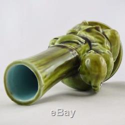 Barbotine MAJOLICA SARREGUEMINES Vase Sculpture CHINOIS Vert Art Nouveau/déco