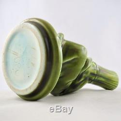 Barbotine MAJOLICA SARREGUEMINES Vase Sculpture CHINOIS Vert Art Nouveau/déco