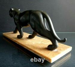 Belle panthere Art déco sculpture old panther marble 1930