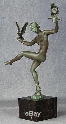 Briand Max Le Verrier Sculpture Fonte D'art Danseuse Matin Art Déco 1920-1935