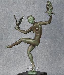 Briand Max Le Verrier Sculpture Fonte D'art Danseuse Matin Art Déco 1920-1935