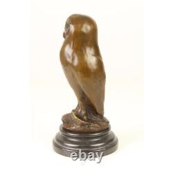 Bronze Animalier Art Deco Statue Sculpture Jeune Chouette Marbre DSVG-76