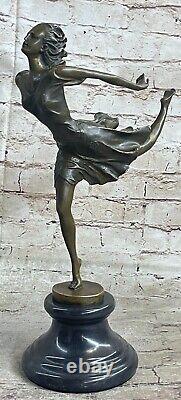 Bronze Art Déco Danseuse Figurine Signée Degas Français Nouveau Fonte Figurine