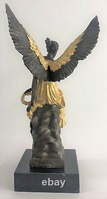 Bronze Art Déco Sculpture Ange Guerrier Déesse De Victoire Hold Houdon Figurine