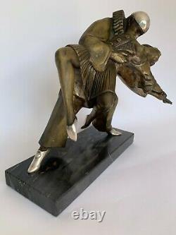 Bronze Art Deco Thomas Francois Cartier Danseur Cubiste Pierrot Colombine M334