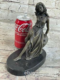 Bronze Chair Fille Modèle Assis Mannequin Sympa Taille Statue Art Déco Sculpture