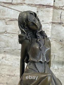 Bronze Chair Fille Modèle Assis Mannequin Sympa Taille Statue Art Déco Sculpture