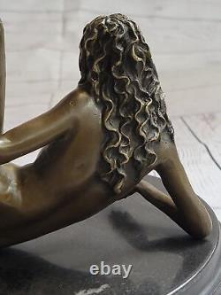 Bronze Femme, Érotique, Chair Nue Figurine, 100% Sculpture,'Lost' Cire Art Déco
