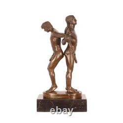 Bronze Marbre Moderne Art Deco Statue Sculpture Nu Erotique Homme Duo KF-79