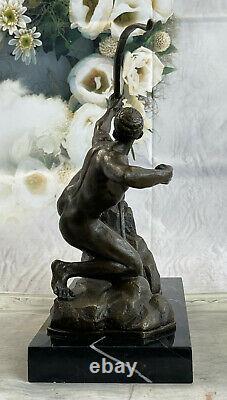 Bronze Métal Art Déco Classique Sculpture Mâle Archer Noud Flèche Statue X Solde
