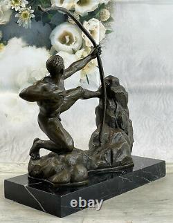 Bronze Métal Art Déco Classique Sculpture Mâle Archer Noud Flèche Statue X Solde