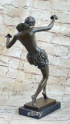 Bronze Moderne Ouvre Art Déco Sculpture M. Nick Femelle Danseuse Métal Statue