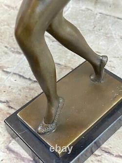 Bronze Moderne Ouvre Art Déco Sculpture M. Nick Femelle Danseuse Métal Statue
