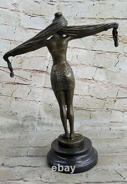 Bronze Moderne Vintage Art Déco Sculpture Dh Chiparus Femelle Danseuse Métal