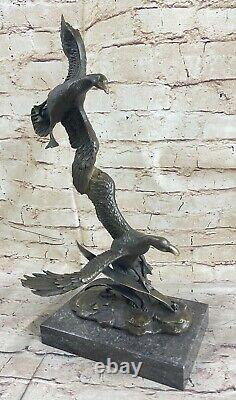 Bronze Sculpture Art Déco Canards Domestique Cabine Décor Animal Fonte Lost Cire