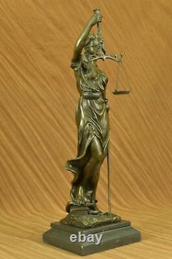 Bronze Sculpture Art Déco Foncé Accent Store Justice Original Figurine Affaire
