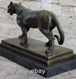 Bronze Sculpture Art Déco Noir Panthère Animal Statue Jaguar Figurine Léopard