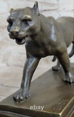 Bronze Sculpture Art Déco Noir Panthère Animal Statue Jaguar Figurine Léopard