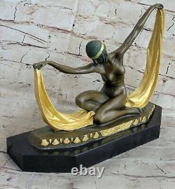 Bronze Sculpture Écharpe Danseuse Art Déco Statue Fonte Chair Solde