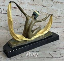 Bronze Sculpture Écharpe Danseuse Art Déco Statue Fonte Chair Solde