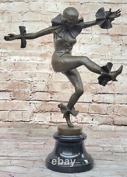 Bronze Sculpture Figurine Femelle Danseuse Art Déco Harlequin Pierre H41cm Nr