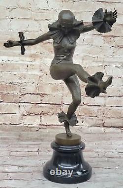 Bronze Sculpture Figurine Femelle Danseuse Art Déco Harlequin Pierre H41cm Nr