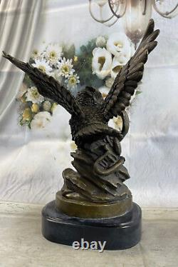 Bronze Sculpture Fonte Art Déco Faune Chouette Vs Serpent Solde