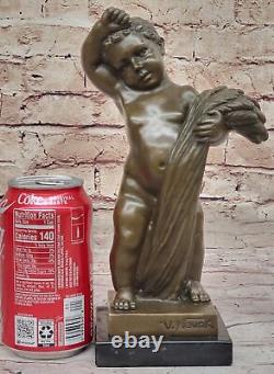 Bronze Sculpture Jeune Garçon Art Déco Marbre Base Figurine Ouvre