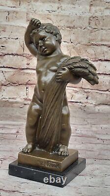 Bronze Sculpture Jeune Garçon Art Déco Marbre Base Figurine Ouvre