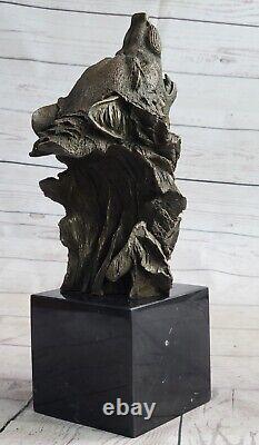 Bronze Sculpture, Main Fabriqué Statue Animal Large Signée Lopez Loup Art Déco