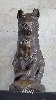 Bronze Sculpture Par Milo Chat Félin Animal de Compagnie Animal Art Déco Statue