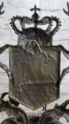 Bronze Sculpture Signée Original Ouvre Art Déco Cerf Royal Crest Sculpture Gif