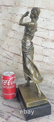 Bronze Sculpture Statue Vienne Autriche Art Déco Main Cire Joint Jeune Femme