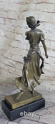 Bronze Sculpture Statue Vienne Autriche Art Déco Main Cire Joint Jeune Femme